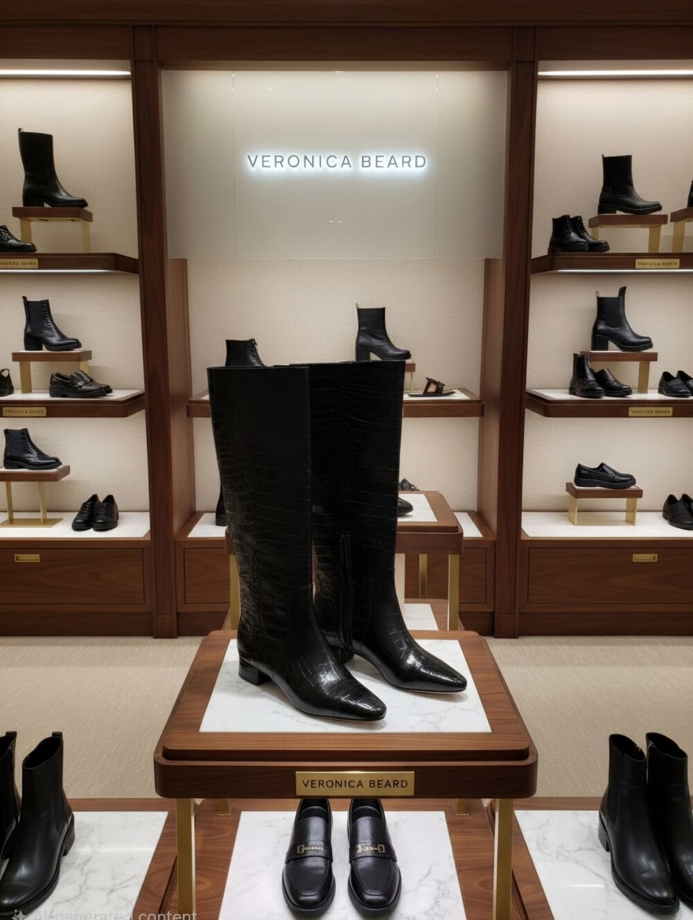 VERONICA BEARD CROC PRINT BLACK LEATHER TALL BOOTS WOMEN'S SZ 9.5 M $895